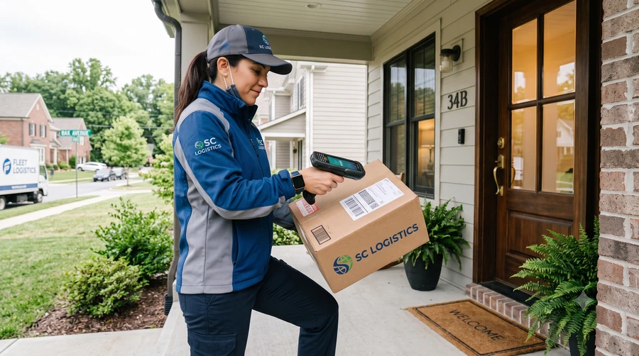 Delivery staff handling fulfilled customer orders