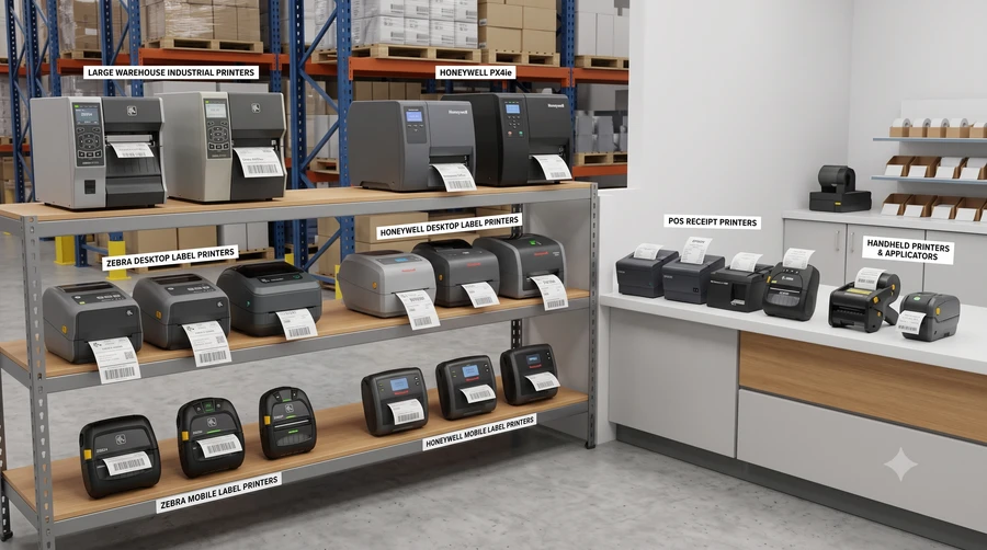 Thermal label printer for warehouse shipping labels
